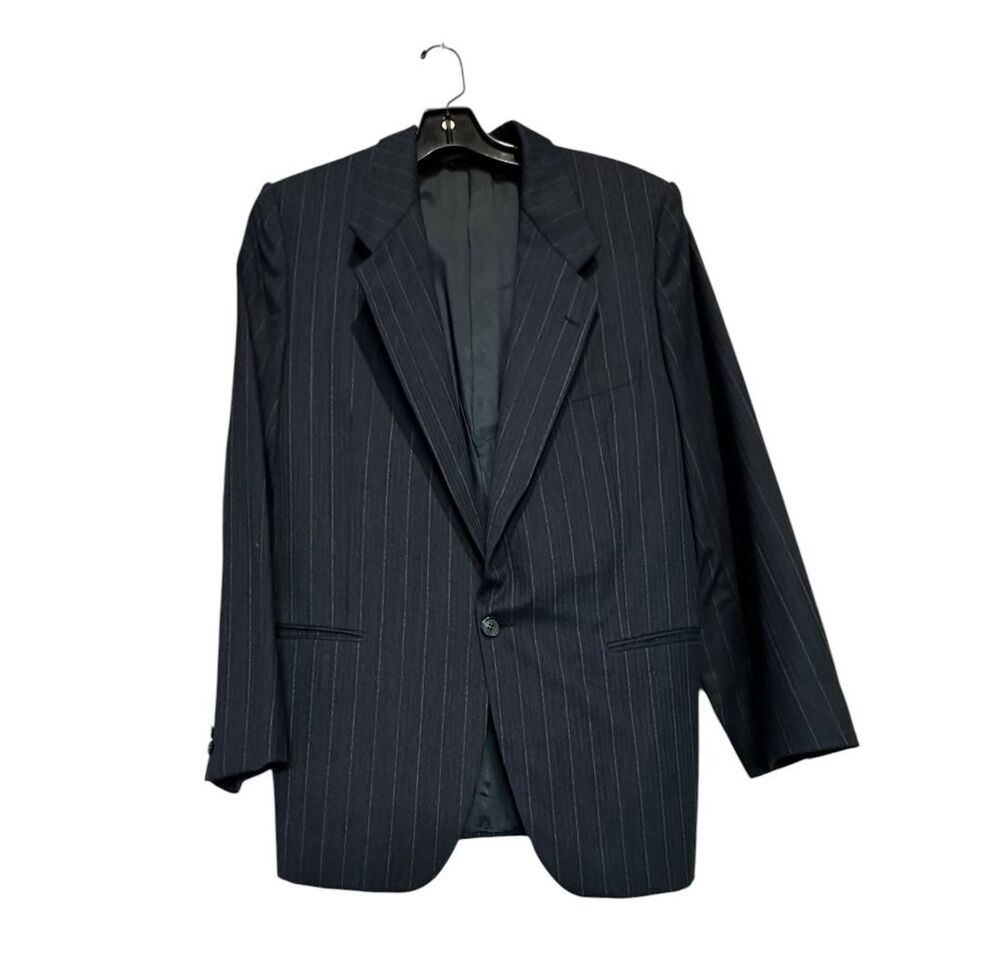VTG Yves Saint Laurent Navy Wool Pin Stripe Jacket France 90s 100% Wool Blazer